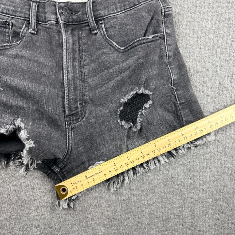 Abercrombie‎ & Fitch Women's 27 High Rise Distressed Denim Shorts Black Frayed